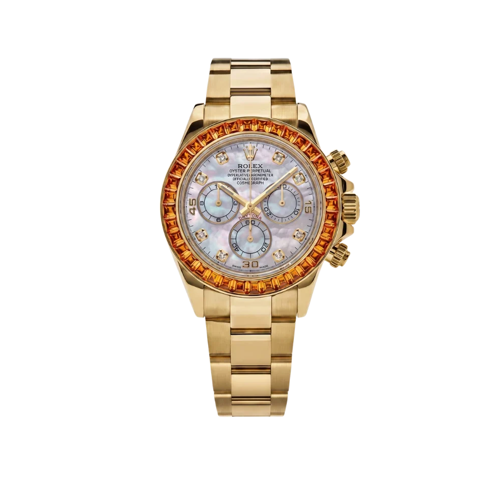 Daytona 116578SACO Yellow Gold Sapphire Bezel Mother Of Pearl Dial