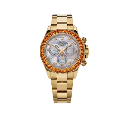 Daytona 116578SACO Yellow Gold Sapphire Bezel Mother Of Pearl Dial