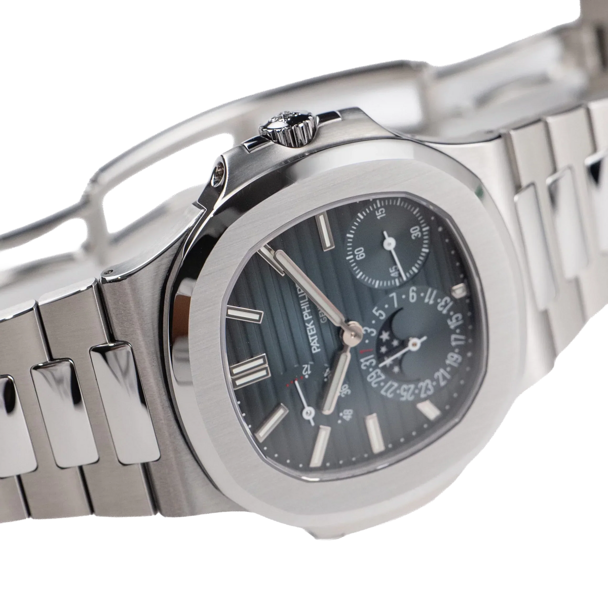 Nautilus 40mm 5712/1A-001 Moon Phase Power Reserve Stainless Steel Blue Dial