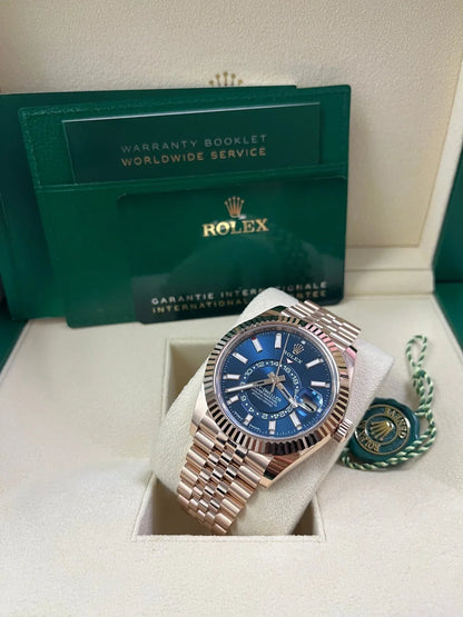 Rolex Sky-Dweller 42mm Blue Dial Rose Gold Jubilee Bracelet 336935