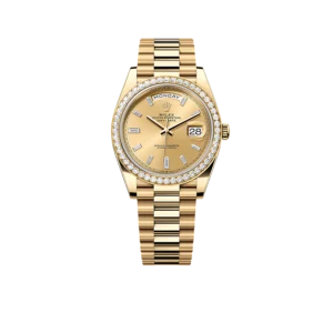 Rolex Day-Date 40mm 228348RBR Yellow Gold Diamond Bezel Champagne Diamond Dial
